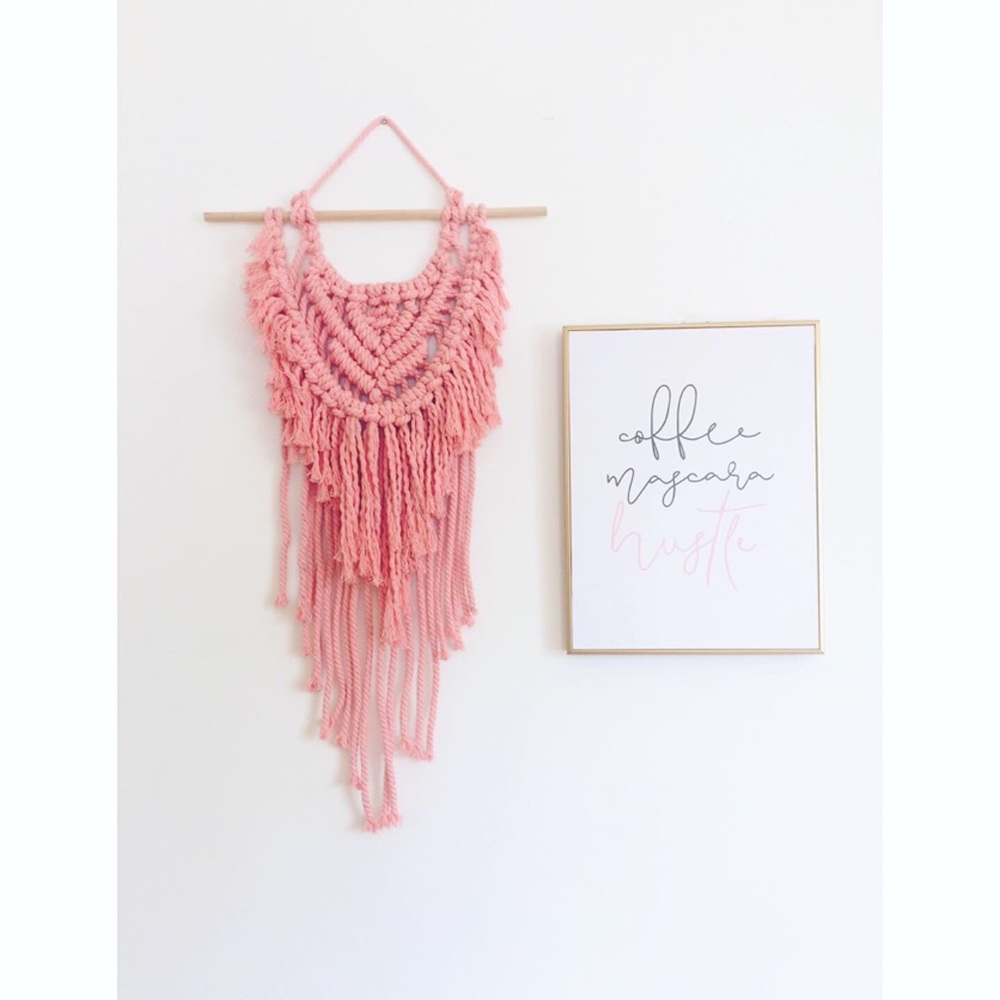 Pink Boho Macrame Wall Hanging